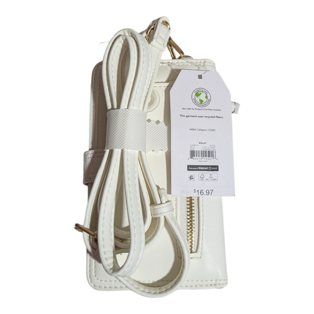 Time And Tru - Women's Card Wallet With Long Adjustable Strap - White - NWT